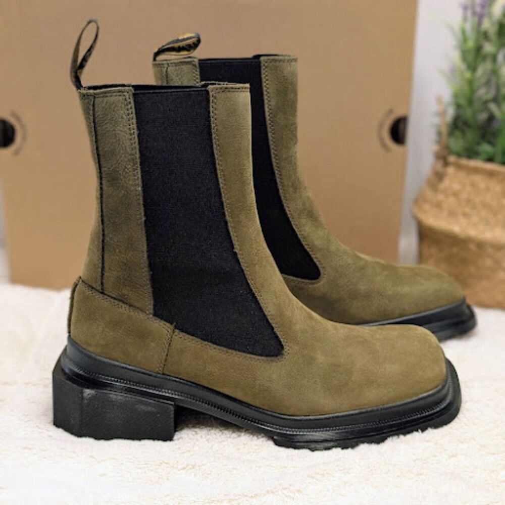 Dr. Martens Olive Maybole Square Toe Buttersoft Leather Chelsea Boots UK 7 NIB - Picture 4 of 13
